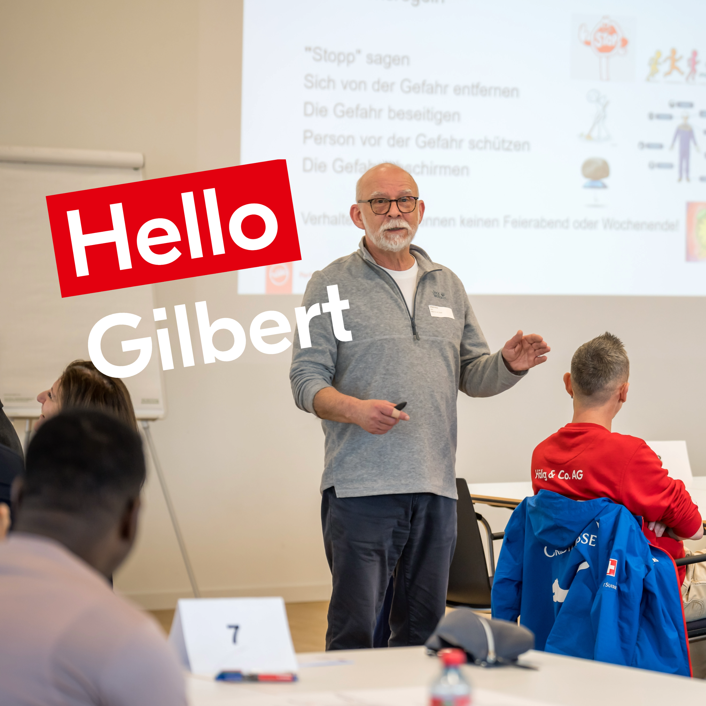 Gilbert Künzi lors de la journée Hälg Day, sensibilisant à la sécurité au travail