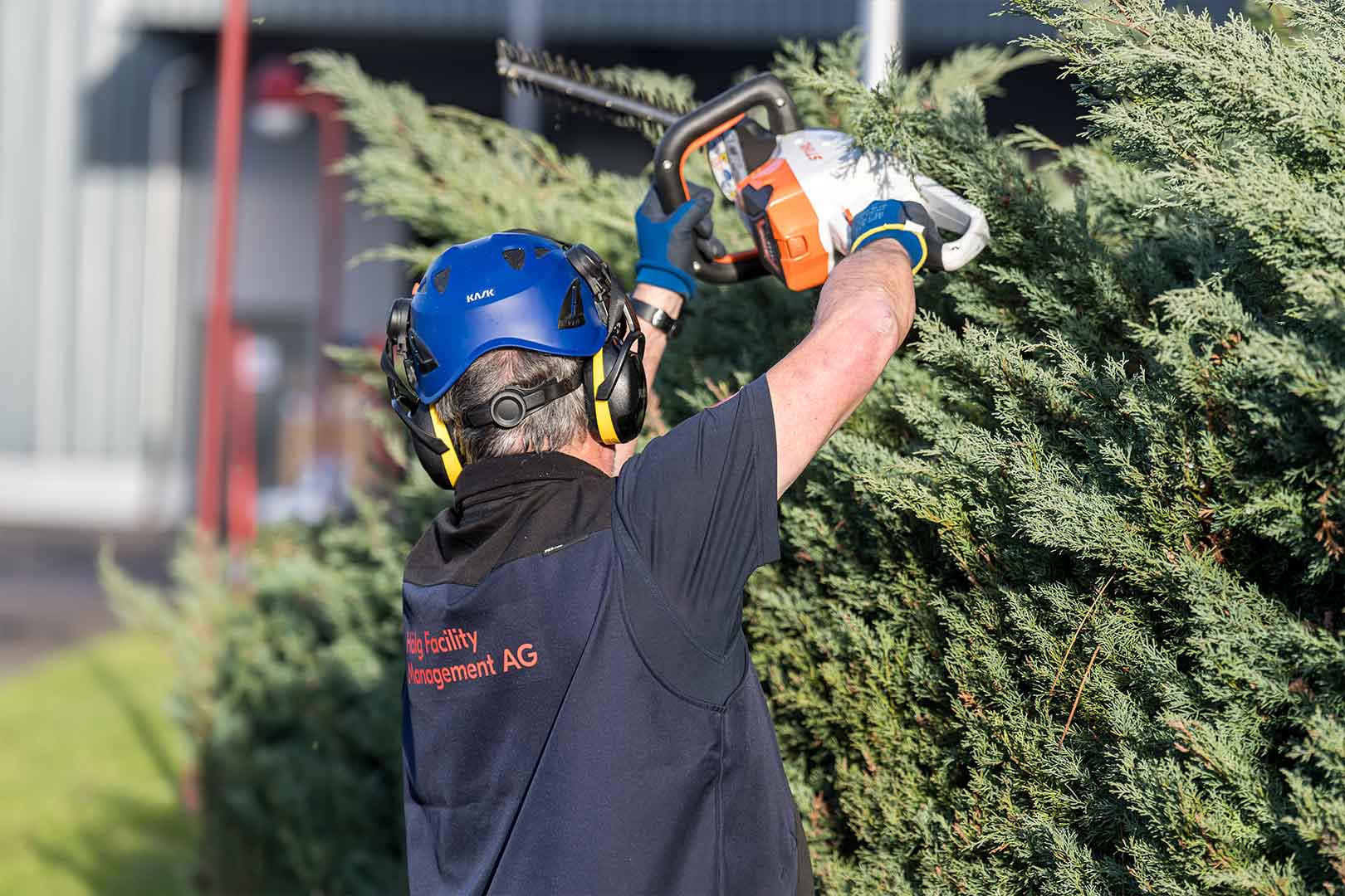 Grünpflege bei der Harzbüchelstrasse durch die Hälg Facility Management AG